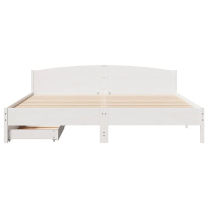 Bed Frame without Mattress White 180x200 cm Super King Solid Wood Pine