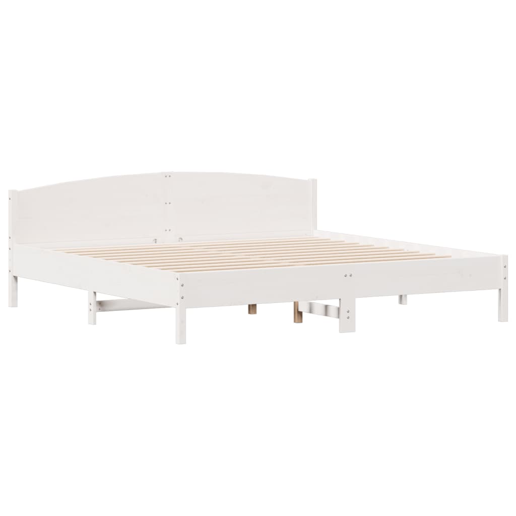 Bed Frame without Mattress White 180x200 cm Super King Solid Wood Pine