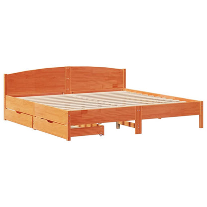 Bed Frame without Mattress Wax Brown 180x200 cm Super King Solid Wood Pine