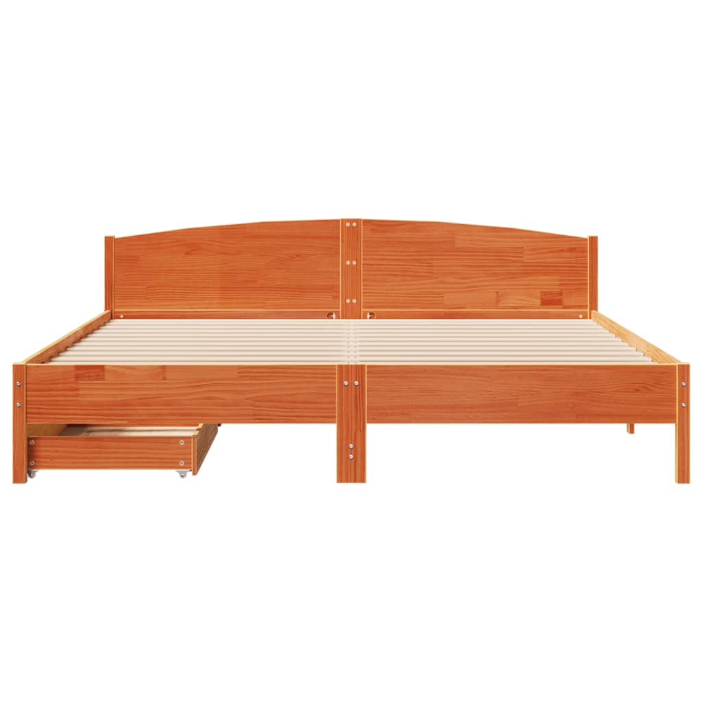 Bed Frame without Mattress Wax Brown 180x200 cm Super King Solid Wood Pine