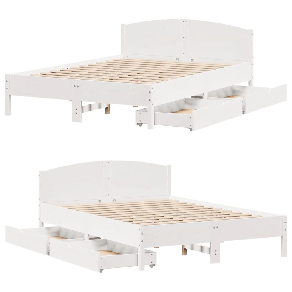 Bed Frame without Mattress White 160x200 cm Solid Wood Pine