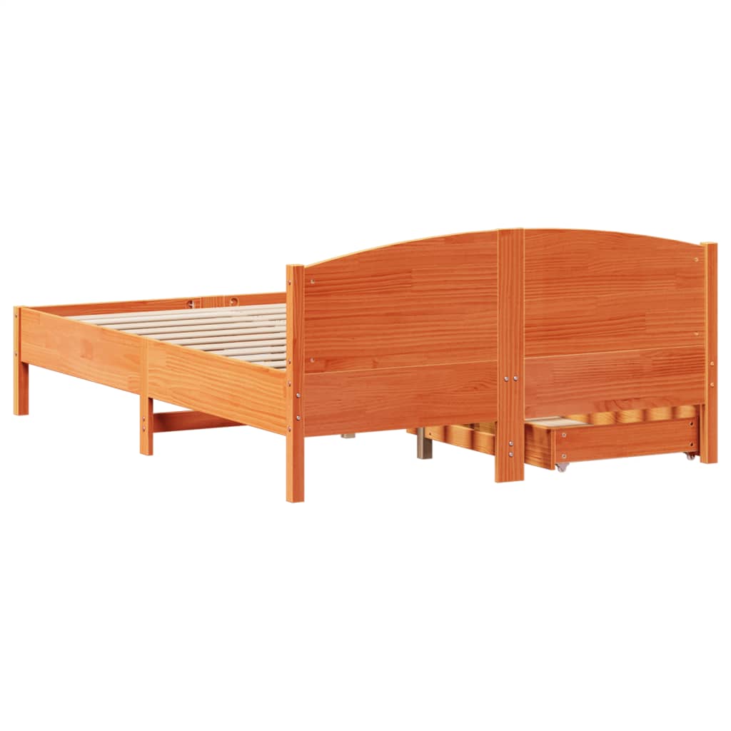 Bed Frame without Mattress Wax Brown 160x200 cm Solid Wood Pine