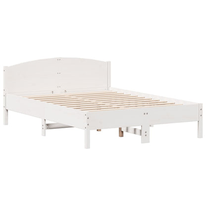 Bed Frame without Mattress White 150x200 cm King Size Solid Wood Pine