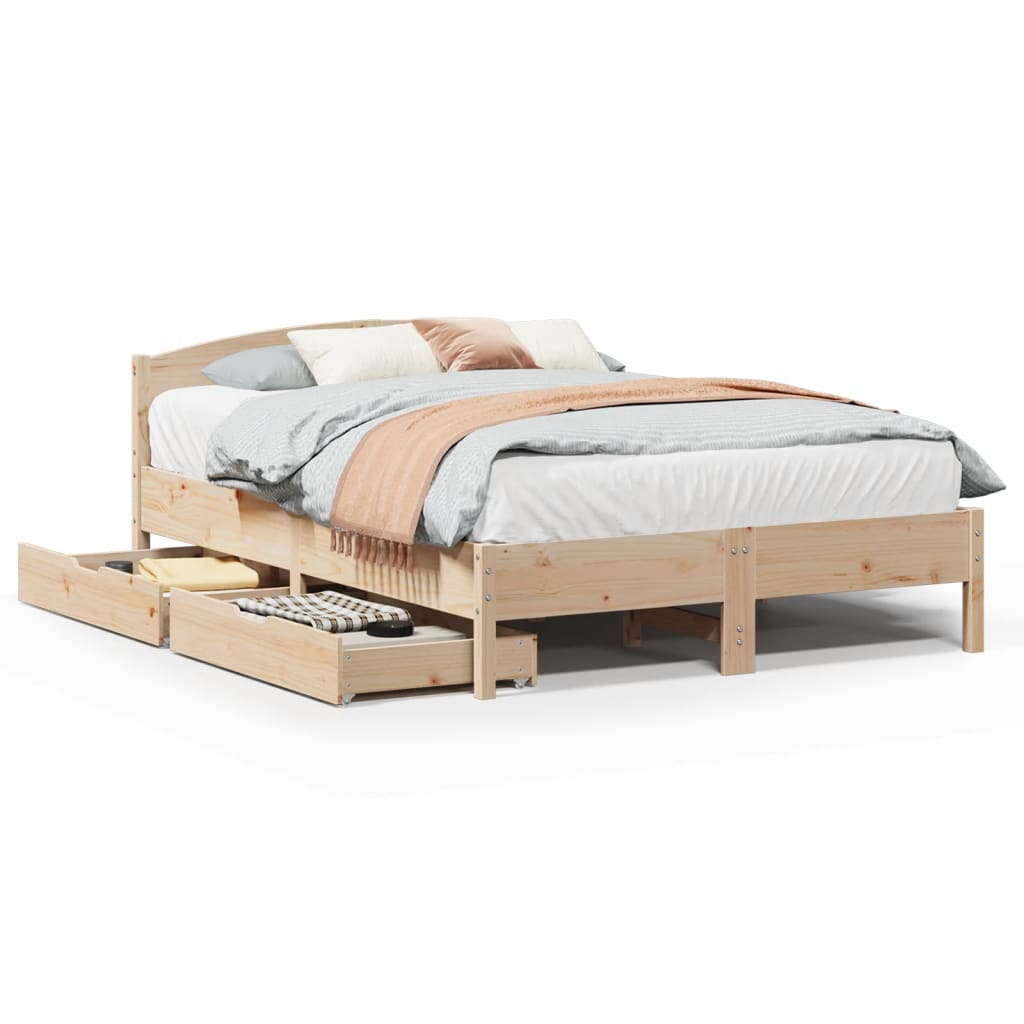 Bed Frame without Mattress 140x200 cm Solid Wood Pine