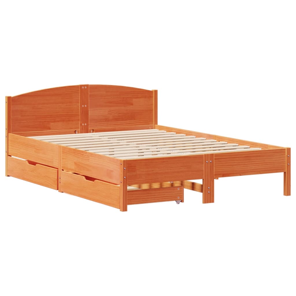 Bed Frame without Mattress Wax Brown 120x200 cm Solid Wood Pine