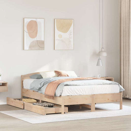 Bed Frame without Mattress 140x190 cm Solid Wood Pine