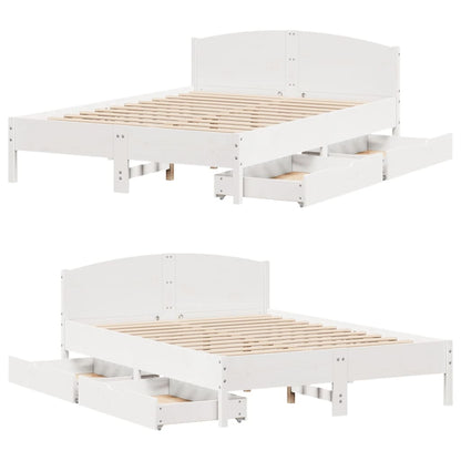 Bed Frame without Mattress White 140x190 cm Solid Wood Pine