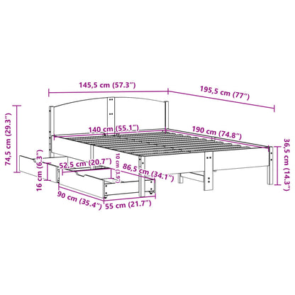 Bed Frame without Mattress White 140x190 cm Solid Wood Pine