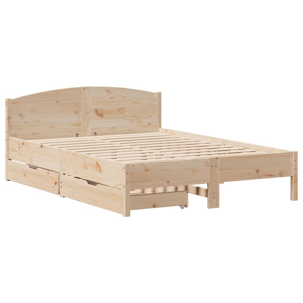 Bed Frame without Mattress 135x190 cm Double Solid Wood Pine