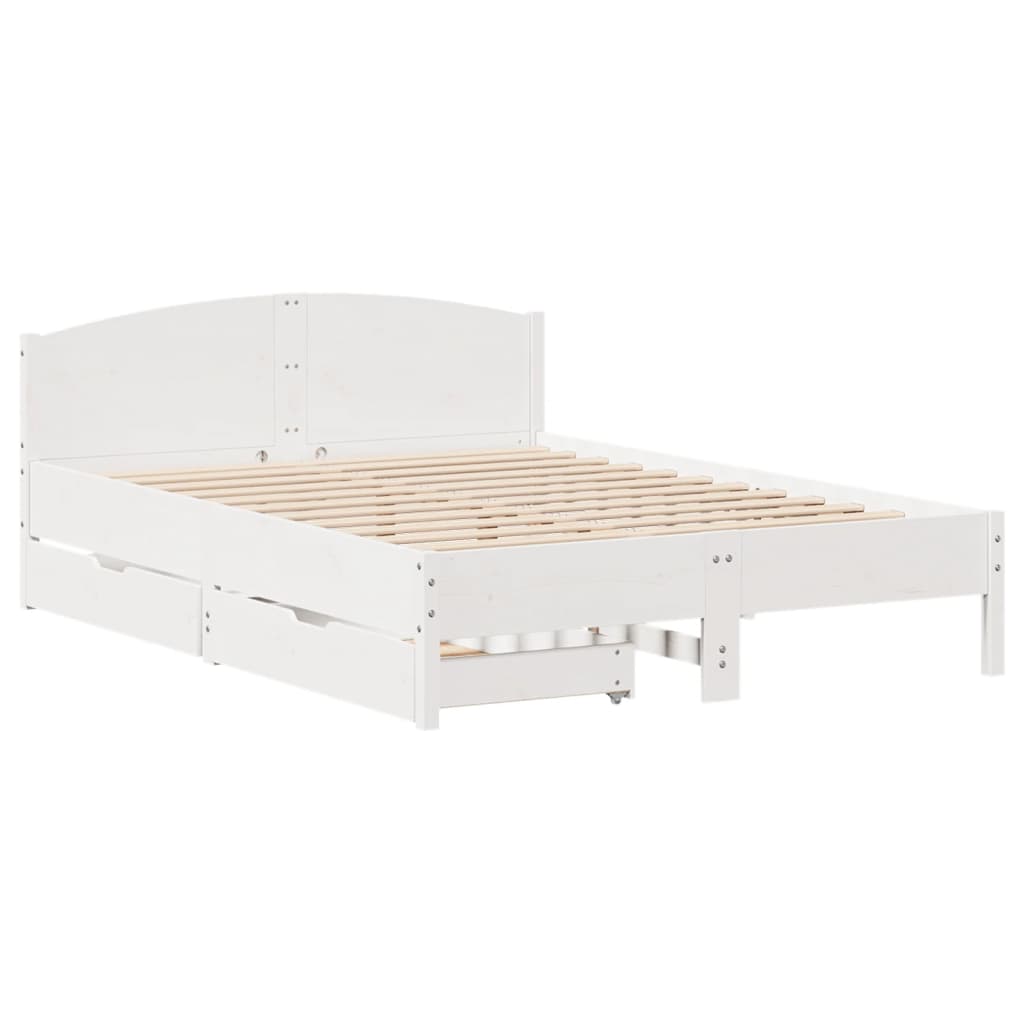 Bed Frame without Mattress White 135x190 cm Double Solid Wood Pine