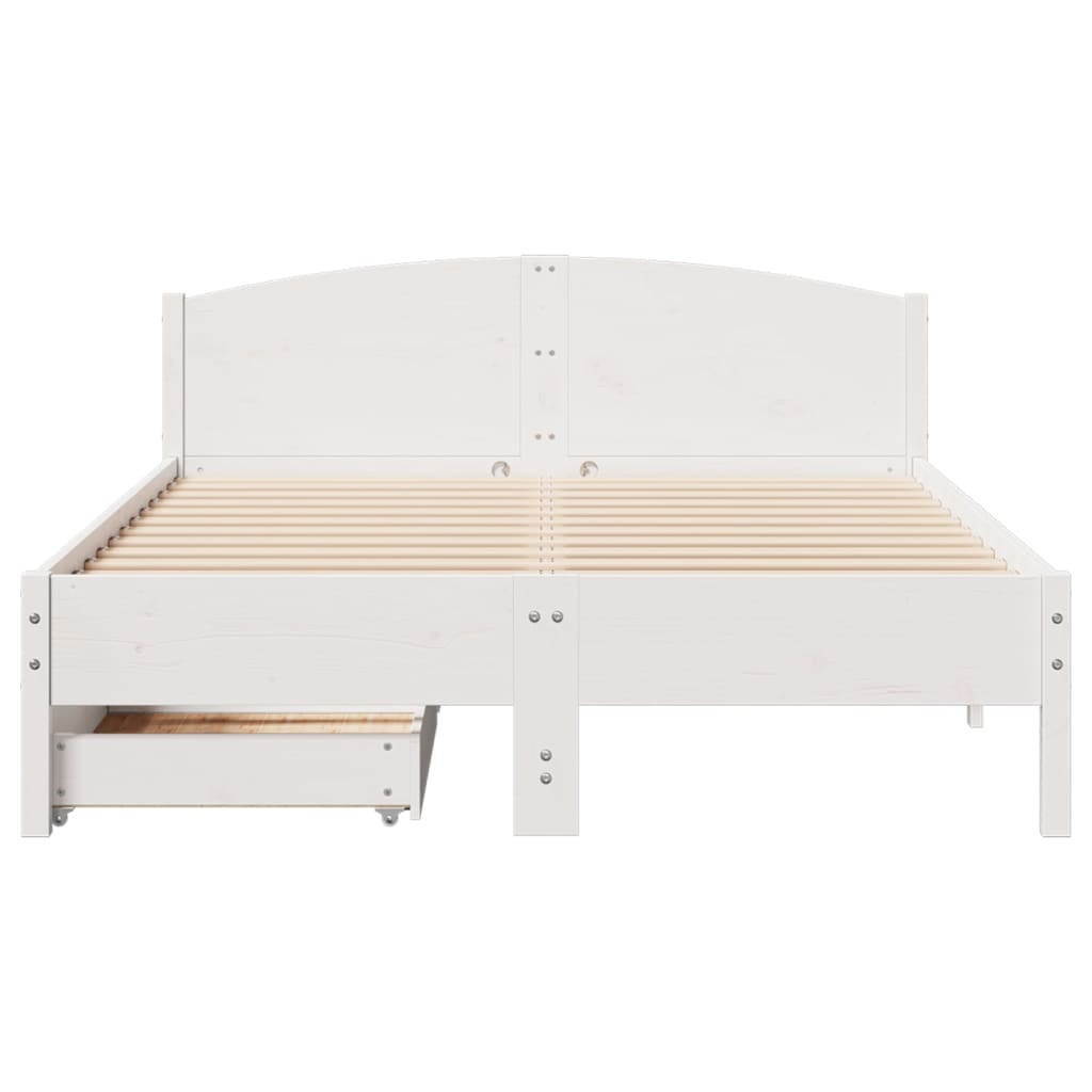 Bed Frame without Mattress White 135x190 cm Double Solid Wood Pine