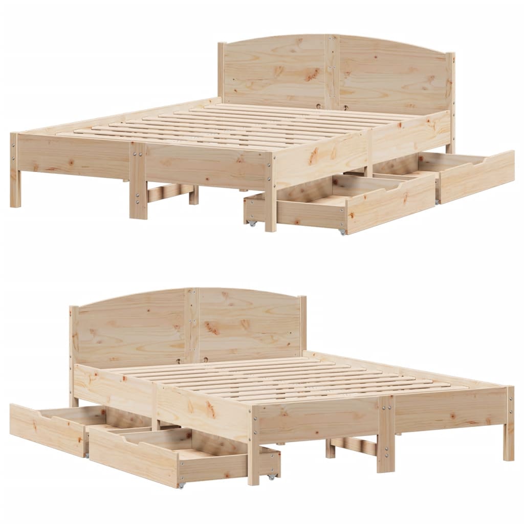 Bed Frame without Mattress 120x190 cm Small Double Solid Wood Pine