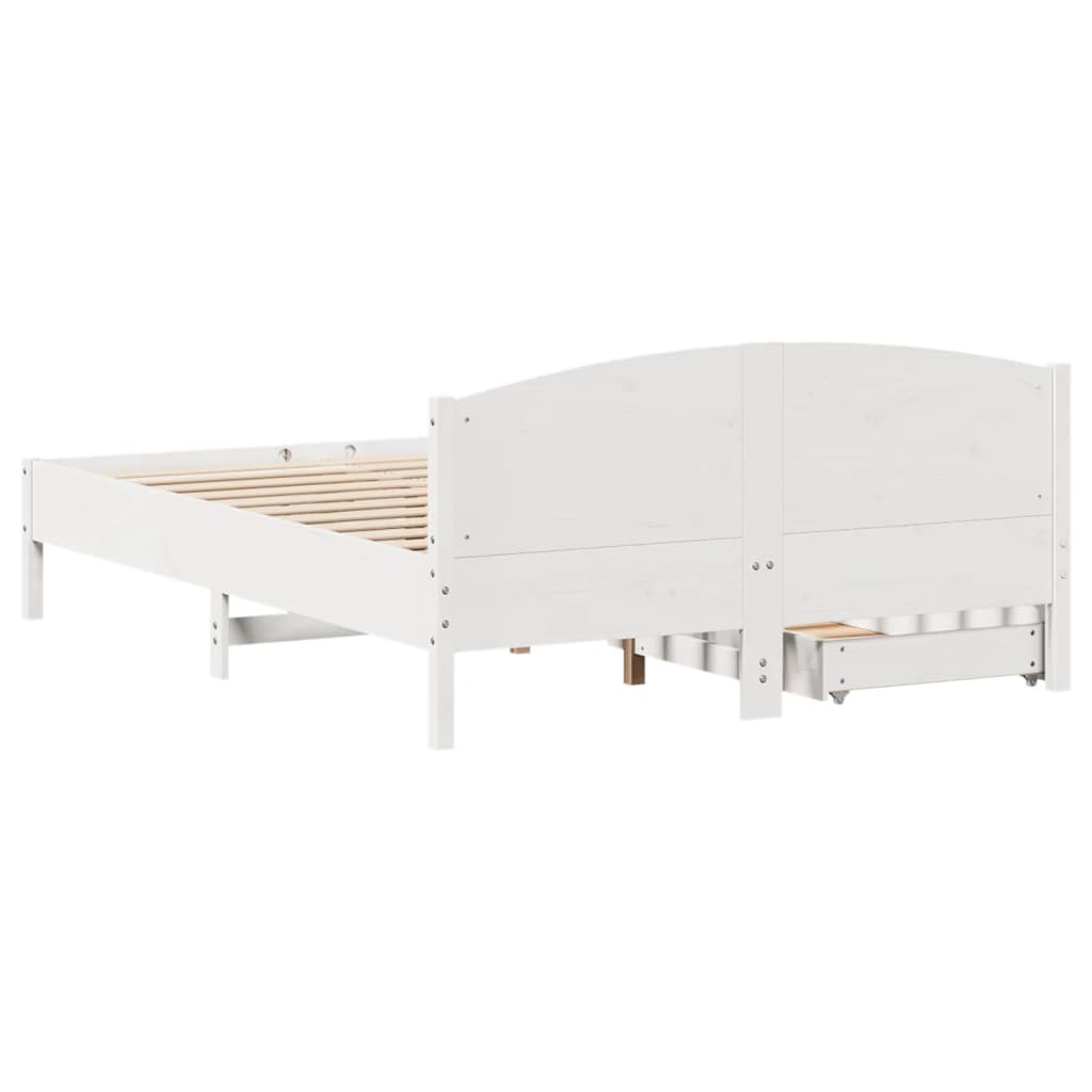 Bed Frame without Mattress White 120x190 cm Small Double Solid Wood Pine