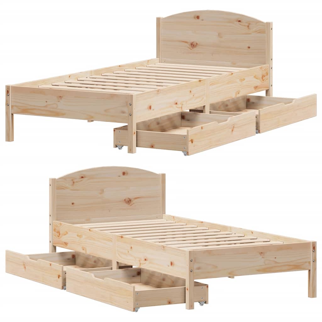 Bed Frame without Mattress 100x200 cm Solid Wood Pine