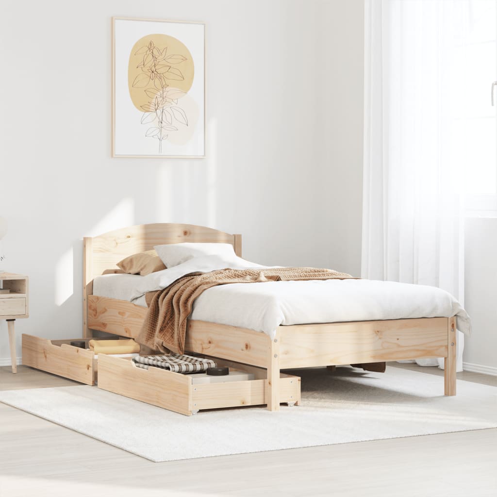 Bed Frame without Mattress 100x200 cm Solid Wood Pine