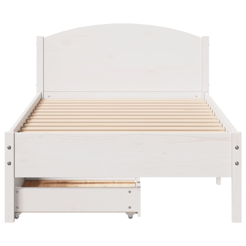 Bed Frame without Mattress White 100x200 cm Solid Wood Pine