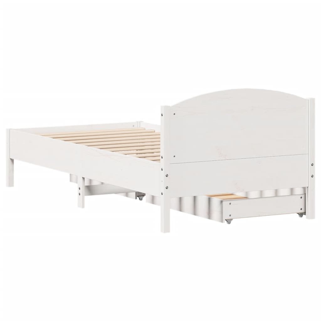 Bed Frame without Mattress White 100x200 cm Solid Wood Pine