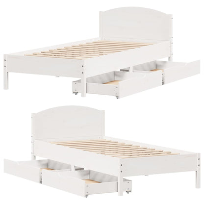 Bed Frame without Mattress White 100x200 cm Solid Wood Pine