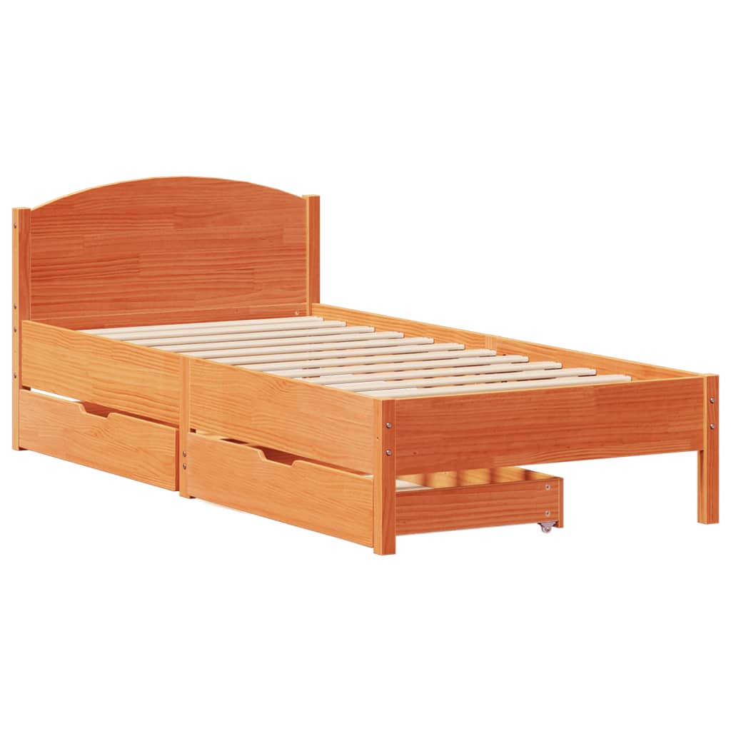 Bed Frame without Mattress Wax Brown 100x200 cm Solid Wood Pine