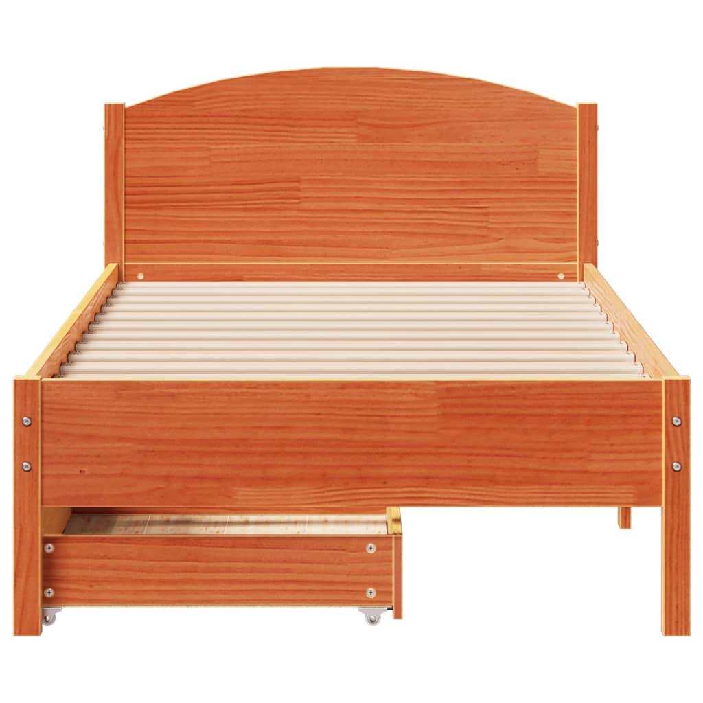 Bed Frame without Mattress Wax Brown 100x200 cm Solid Wood Pine