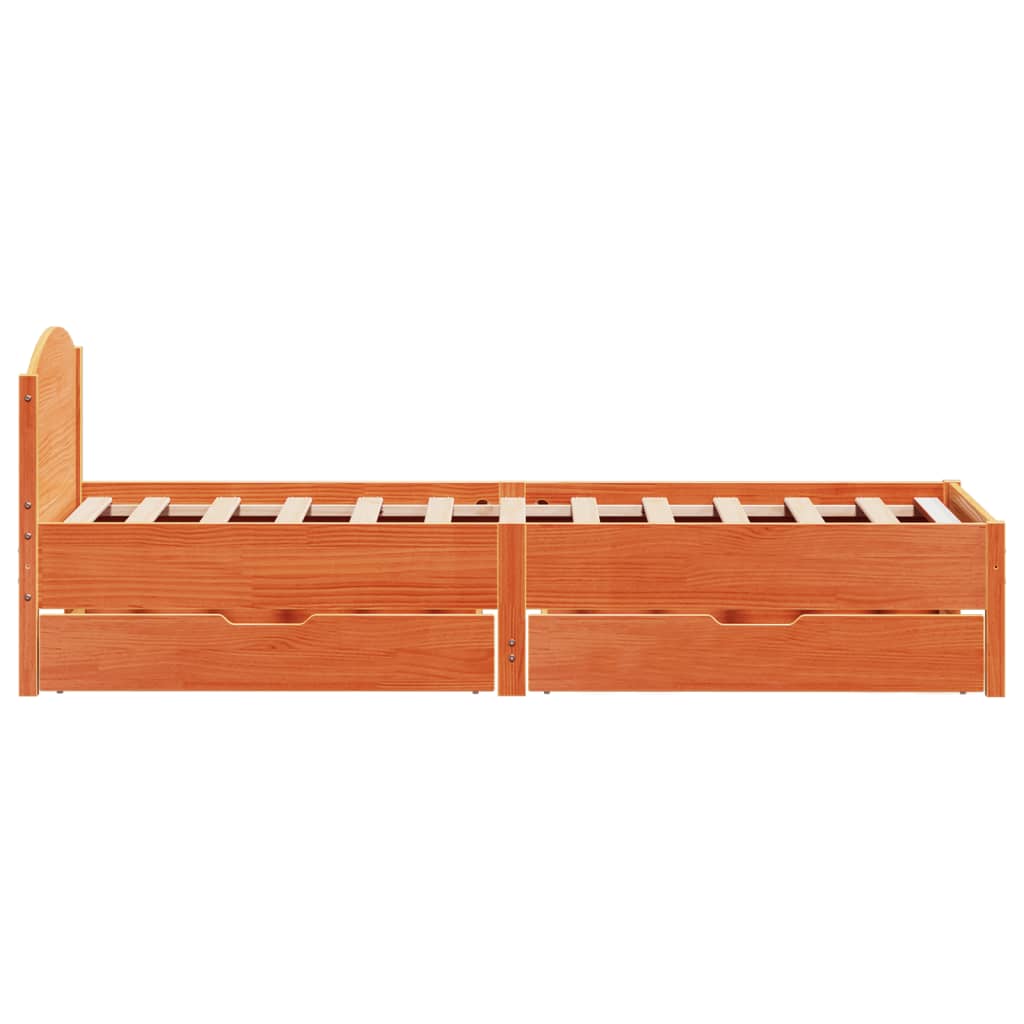 Bed Frame without Mattress Wax Brown 100x200 cm Solid Wood Pine