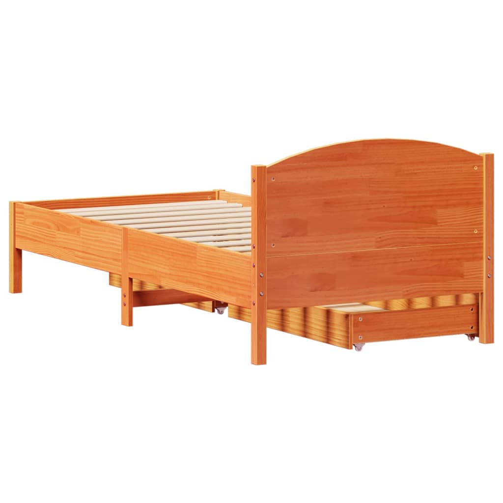 Bed Frame without Mattress Wax Brown 100x200 cm Solid Wood Pine