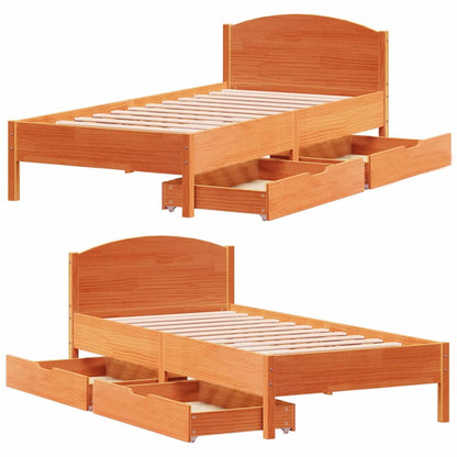 Bed Frame without Mattress Wax Brown 100x200 cm Solid Wood Pine