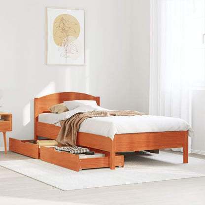 Bed Frame without Mattress Wax Brown 100x200 cm Solid Wood Pine