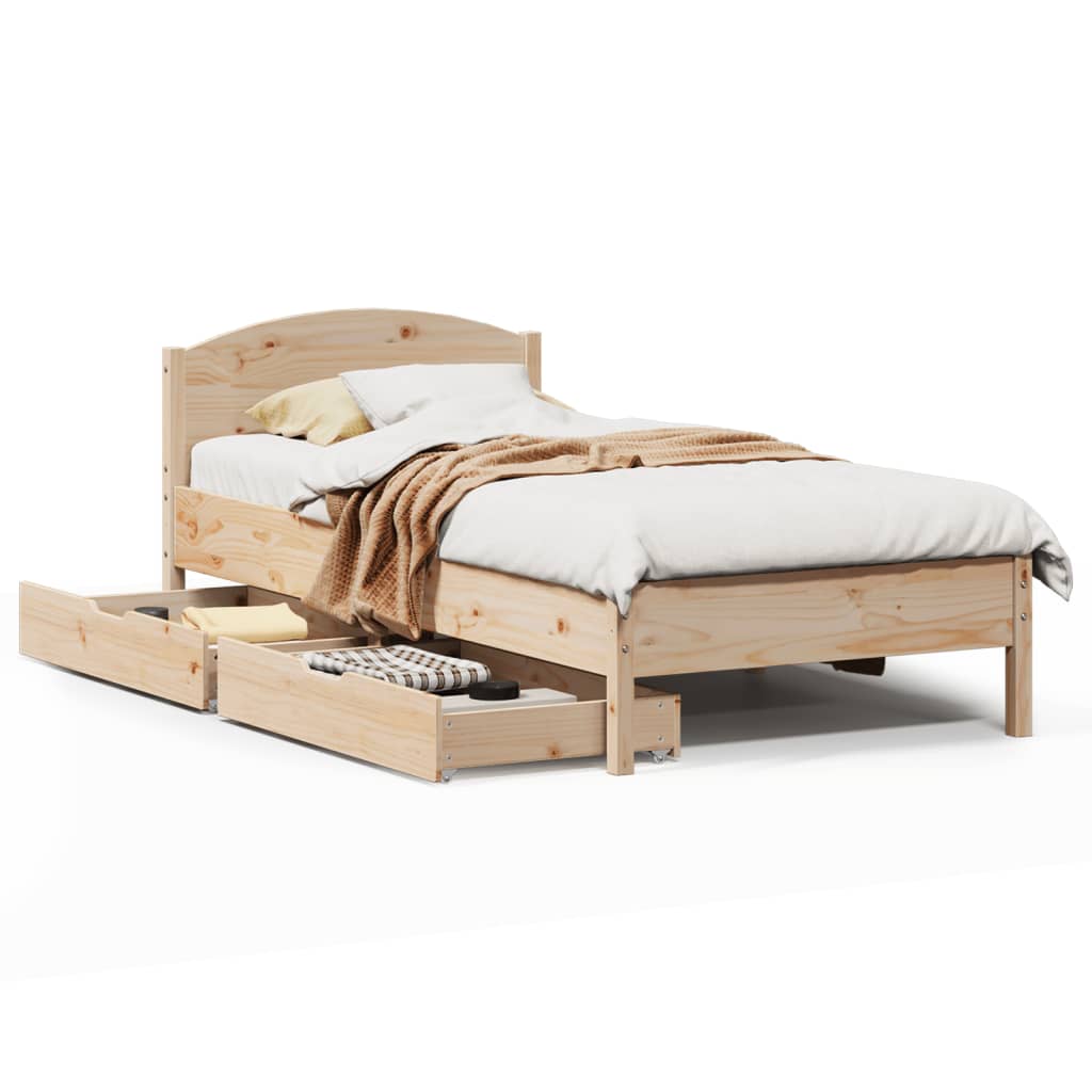 Bed Frame without Mattress 90x200 cm Solid Wood Pine