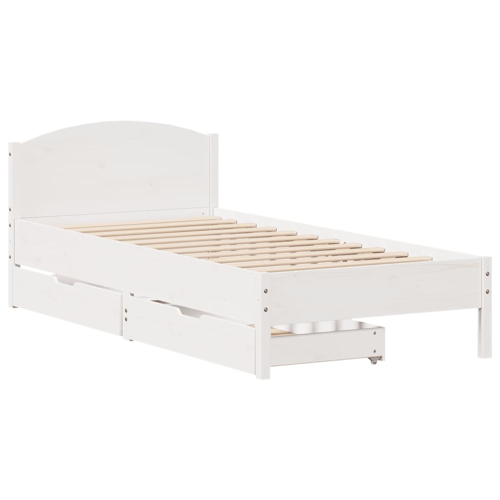 Bed Frame without Mattress White 90x200 cm Solid Wood Pine