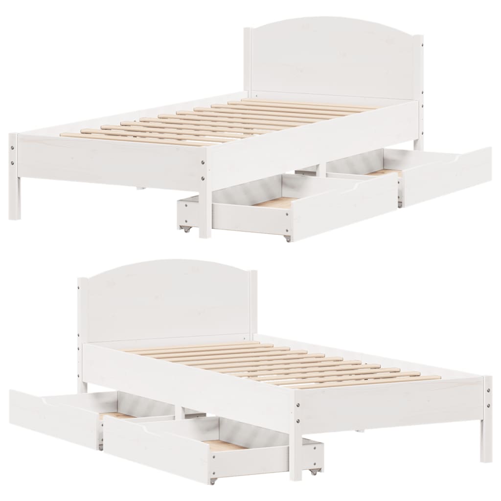 Bed Frame without Mattress White 90x200 cm Solid Wood Pine