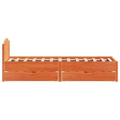 Bed Frame without Mattress Wax Brown 90x200 cm Solid Wood Pine