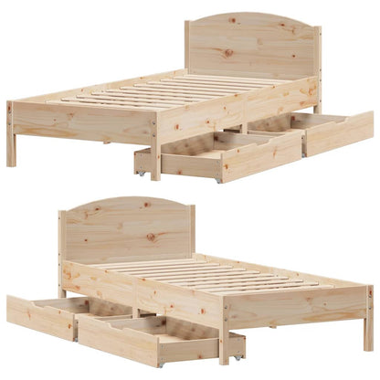 Bed Frame without Mattress 75x190 cm Small Single Solid Wood Pine