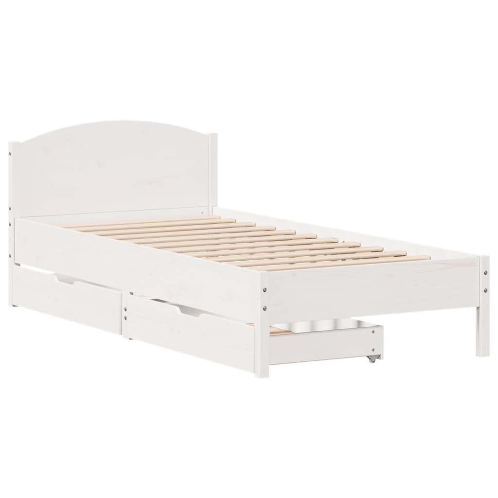 Bed Frame without Mattress White 75x190 cm Small Single Solid Wood Pine