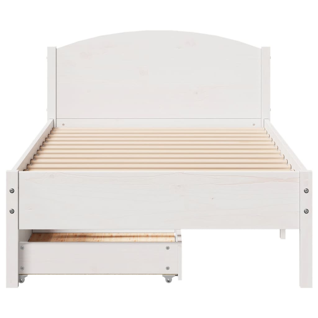 Bed Frame without Mattress White 75x190 cm Small Single Solid Wood Pine