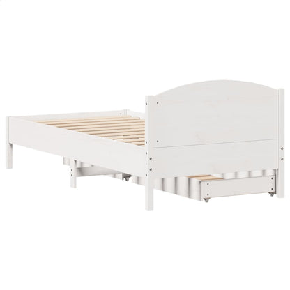 Bed Frame without Mattress White 75x190 cm Small Single Solid Wood Pine