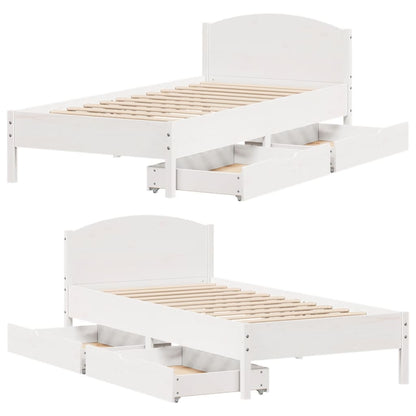 Bed Frame without Mattress White 75x190 cm Small Single Solid Wood Pine