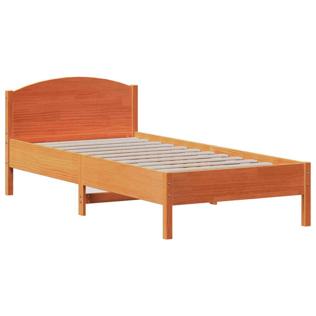 Bed Frame without Mattress Wax Brown 75x190 cm Small Single Solid Wood Pine