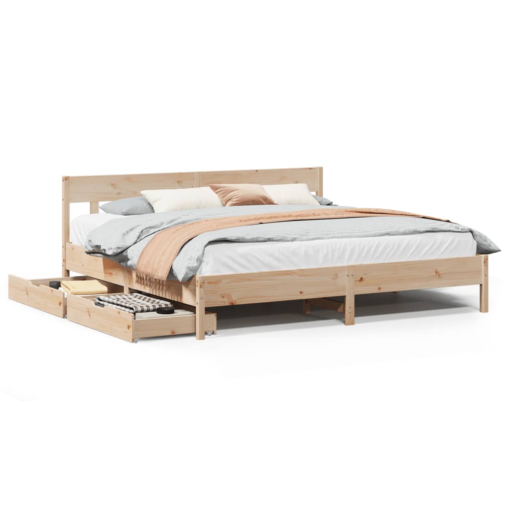 Bed Frame without Mattress 200x200 cm Solid Wood Pine