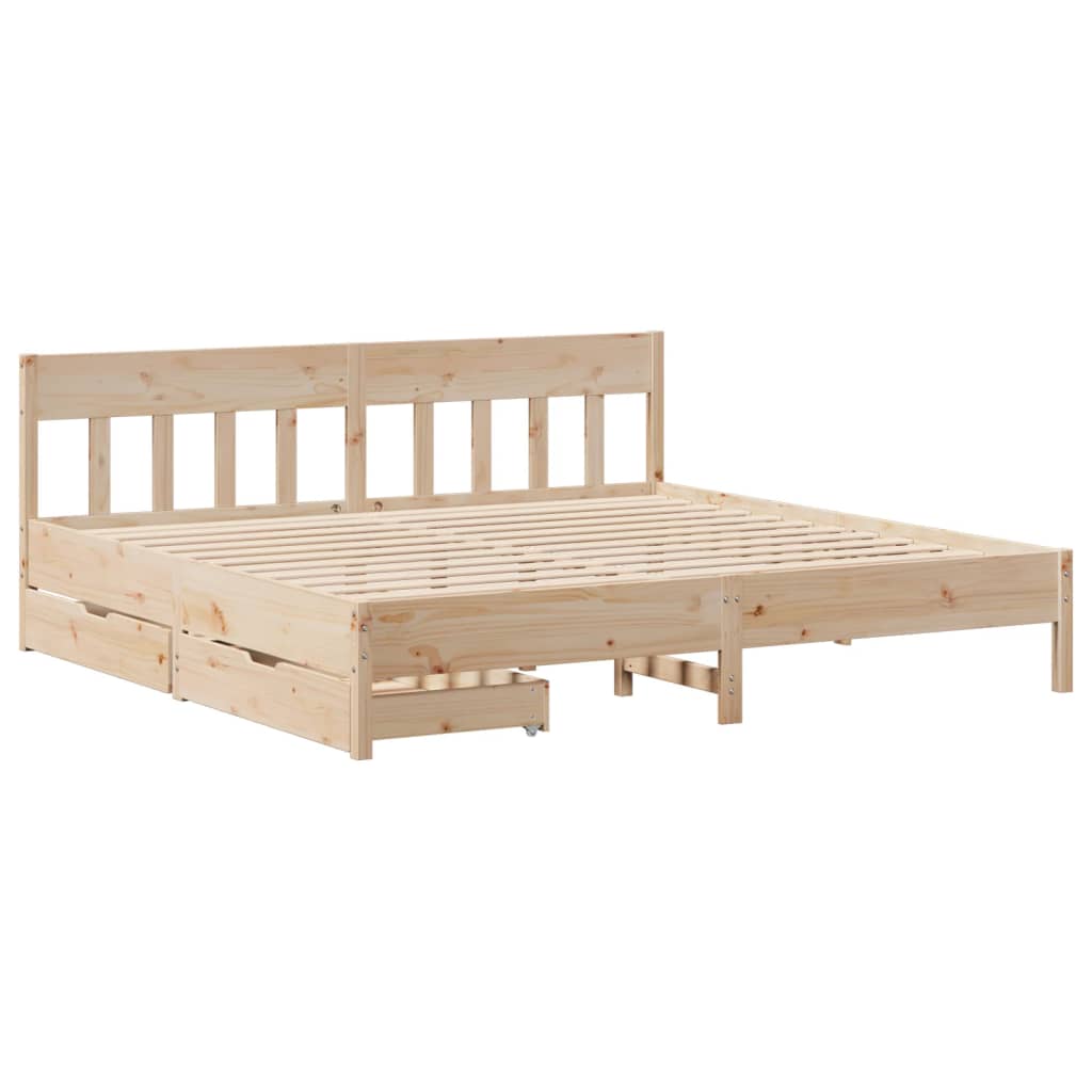 Bed Frame without Mattress 200x200 cm Solid Wood Pine