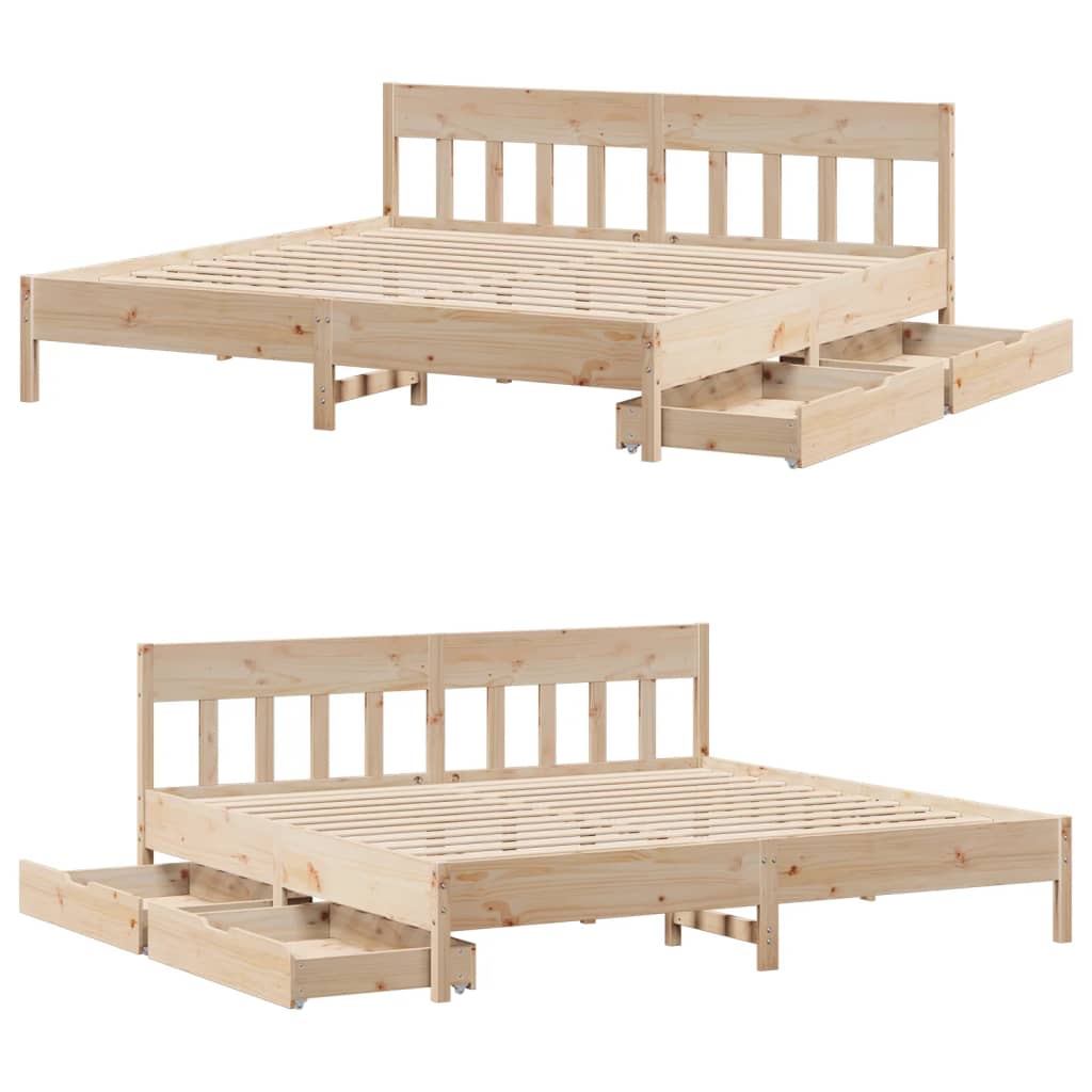 Bed Frame without Mattress 200x200 cm Solid Wood Pine