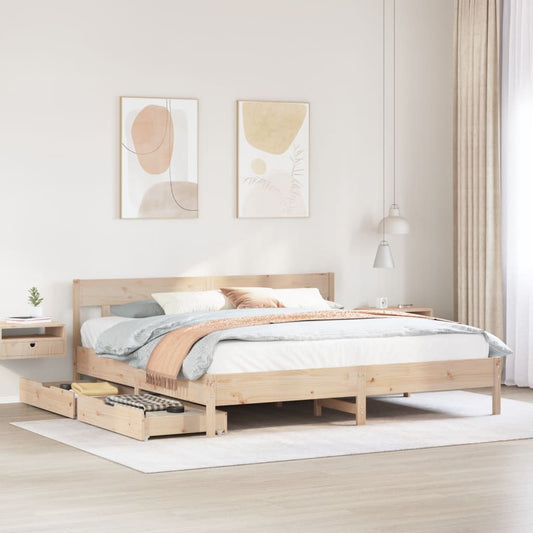 Bed Frame without Mattress 200x200 cm Solid Wood Pine