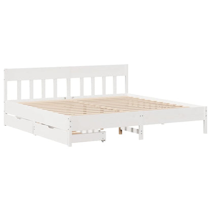 Bed Frame without Mattress White 200x200 cm Solid Wood Pine