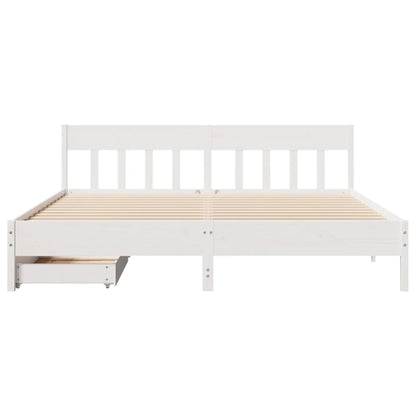 Bed Frame without Mattress White 200x200 cm Solid Wood Pine