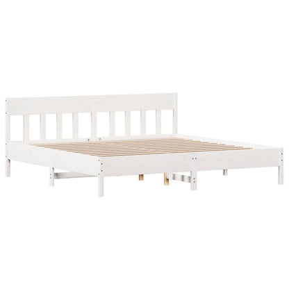 Bed Frame without Mattress White 200x200 cm Solid Wood Pine