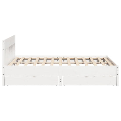 Bed Frame without Mattress White 200x200 cm Solid Wood Pine