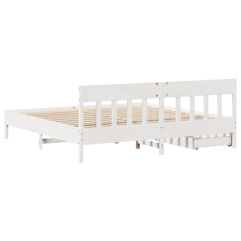 Bed Frame without Mattress White 200x200 cm Solid Wood Pine