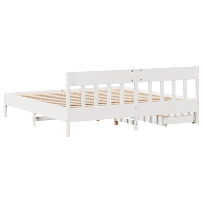 Bed Frame without Mattress White 200x200 cm Solid Wood Pine