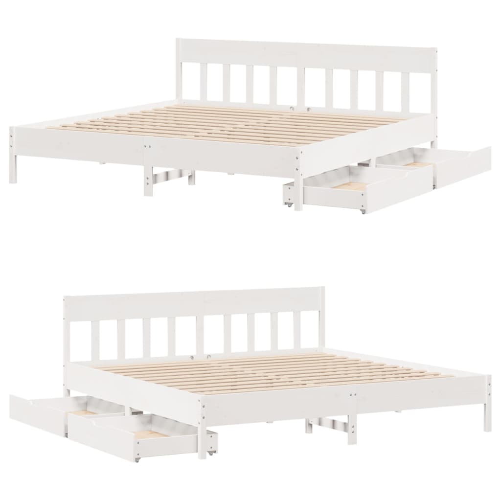 Bed Frame without Mattress White 200x200 cm Solid Wood Pine