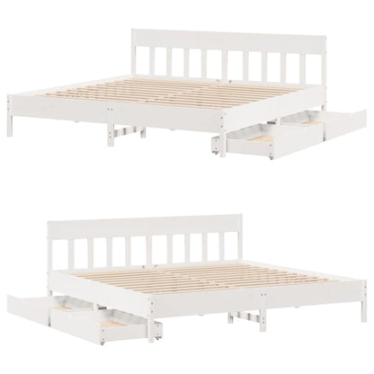 Bed Frame without Mattress White 200x200 cm Solid Wood Pine